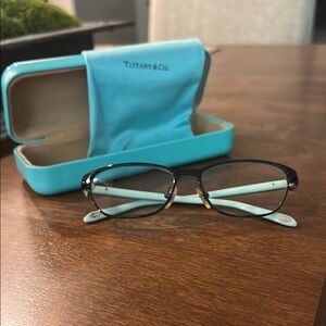 Tiffany & Co. Black and Turquoise Glasses with Case